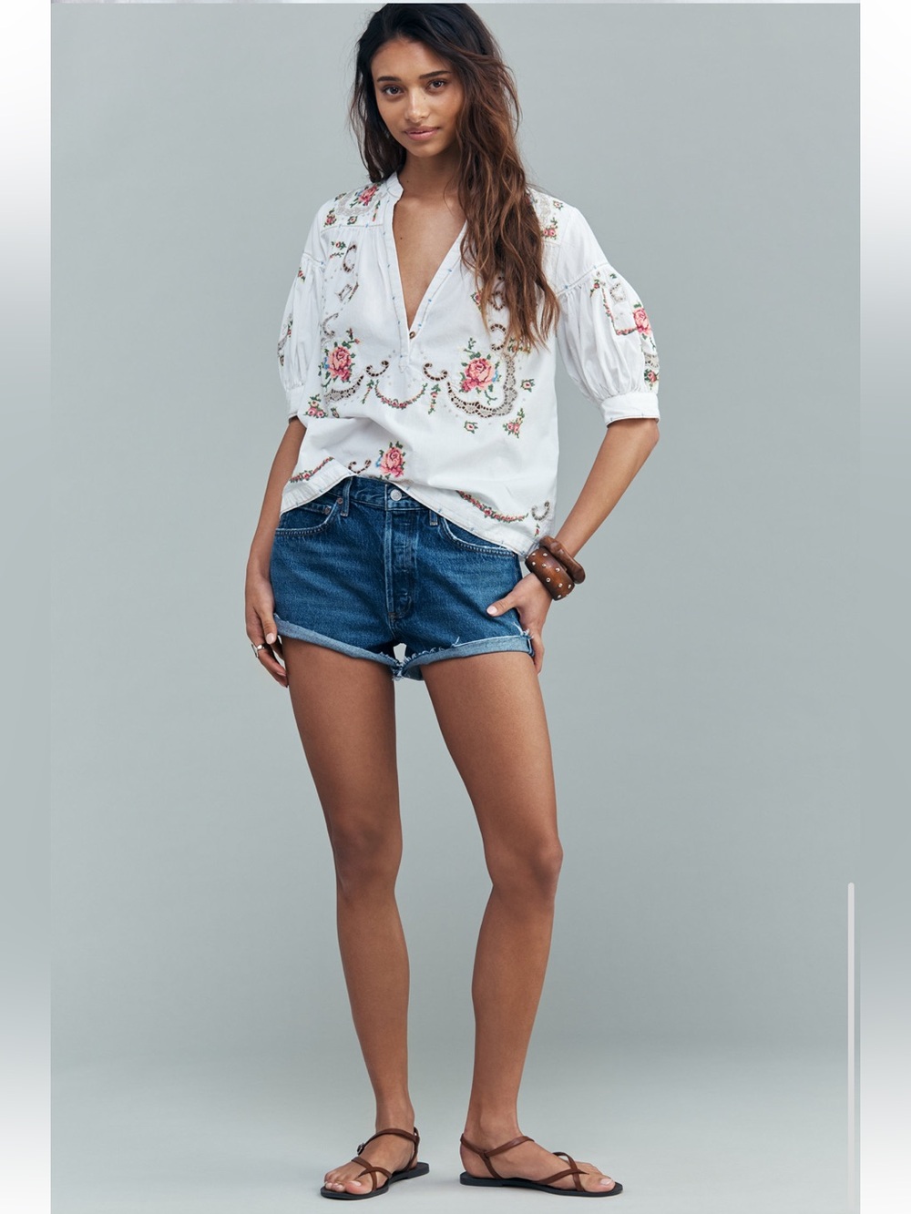 Anthropologie: Embroidered Darcey Popover Swing Top - Picture 4 of 9